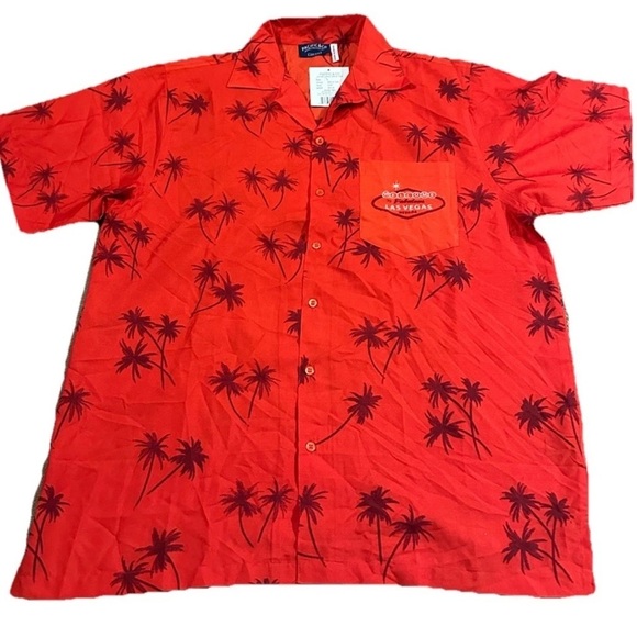 Pacific & Co Tony Montana Red Palms Las Vegas Short Sleeve Button Up Shirt Large - Picture 3 of 5